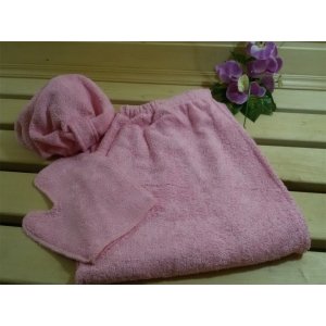 Набор для сауны женский (3 предмета) розовый